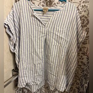 Universal Thread Light Blue and White Striped Blouse